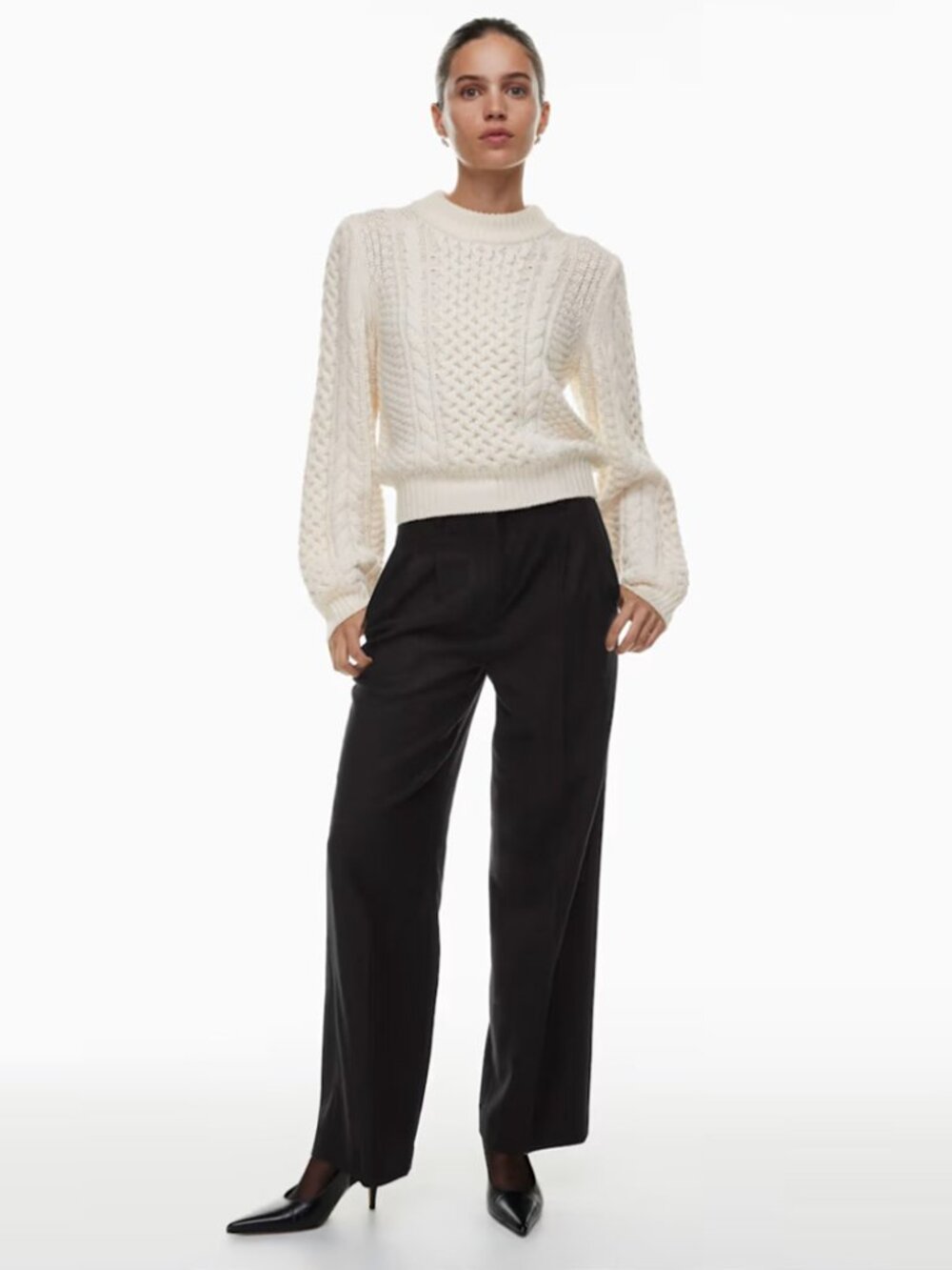 Wilfred Effortless Pant Tailored Wool Trouser Pleated Wide Leg High Rise Black